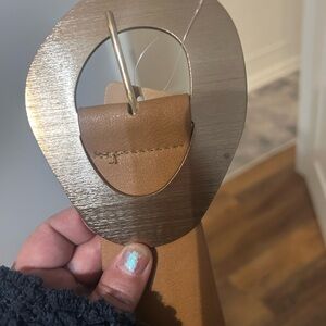 Gold and Tan Belt with Oval Buckles